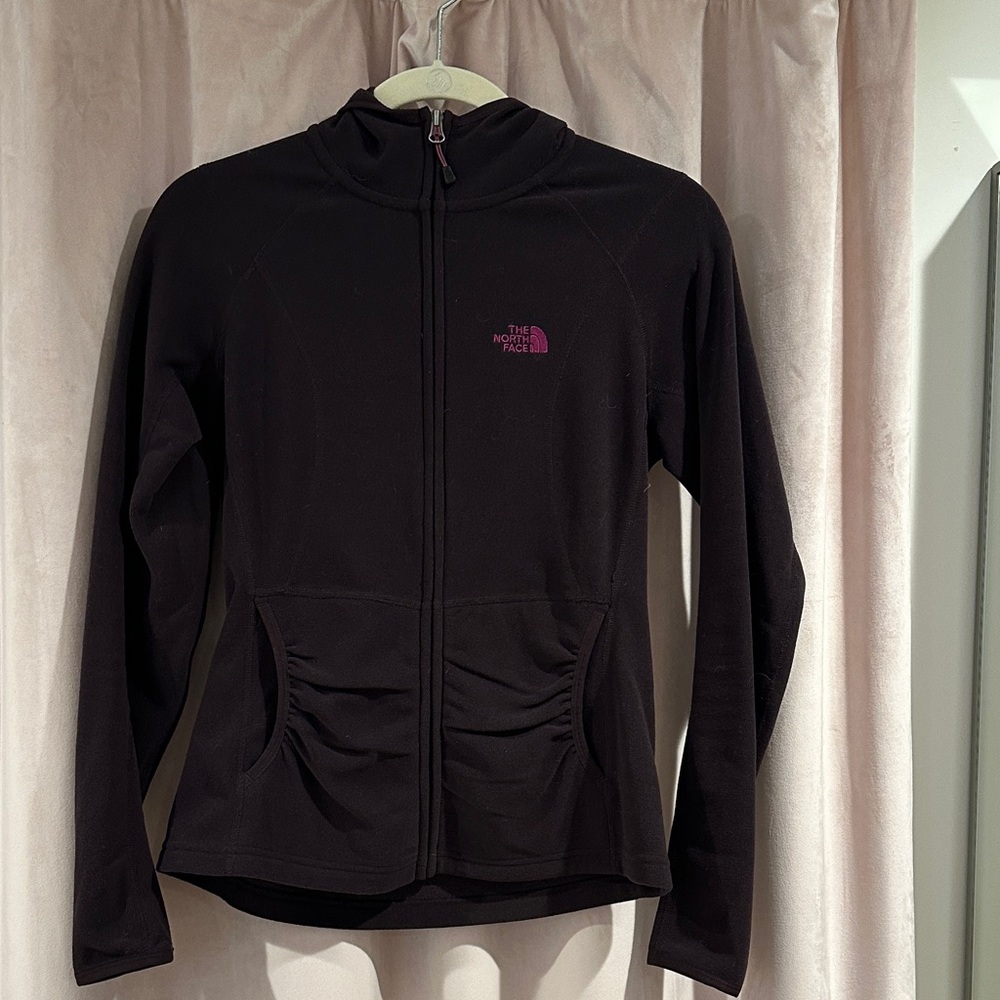 The North Face Eggplant Full-Zip Jacket with Pink Logo